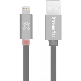  Дата-кабель XtremeMac Lightning to USB Flat LED 1,2м LED индикатор заряда белый/серебряный 