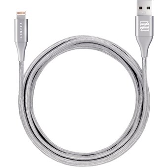  Кевларовый кабель LENZZA Nylon Braided Kevlar Cable Lightning to USB 1,2м серебряный 