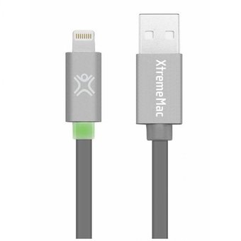  Дата-кабель XtremeMac Lightning to USB Flat LED 1,2м LED индикатор заряда серый космос 