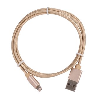  Кевларовый кабель LENZZA Nylon Braided Kevlar Cable Lightning to USB 1,2м розовое золото 