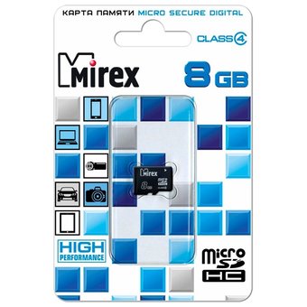  Карта памяти Mirex microSD 8GB microSDHC Class 4 (13612-MCROSD08) 