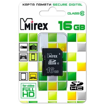  Карта памяти Mirex 13611-SD10CD16 SD 16GB SDHC Class 10 