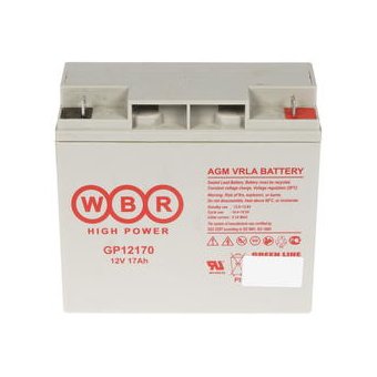  АКБ для ИБП 12В 17Ач WBR GP12170 F2, 68W/cell, 204 Whr, 5.6 кг, (ШхГхВ) 181х76х167 мм (167 с клеммами) 