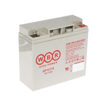  АКБ для ИБП 12В 17Ач WBR GP12170 F2, 68W/cell, 204 Whr, 5.6 кг, (ШхГхВ) 181х76х167 мм (167 с клеммами) 