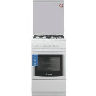  Плита De Luxe 506040.14г (кр) ЧР белый (стеклянная крышка) реш.чугун 