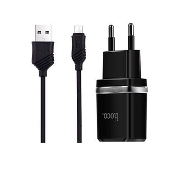  УЦ СЗУ HOCO C12 series 2USB +Micro 2.4A, чёрный (ПУ) 
