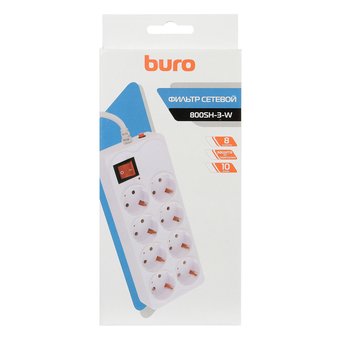  Сетевой фильтр Buro 800SH-3-W 3м (8 розеток) белый 