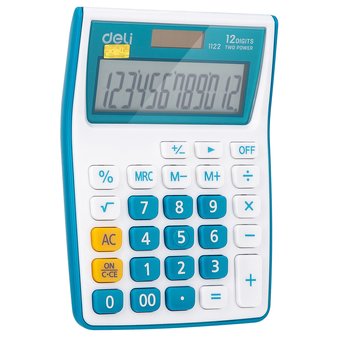  Калькулятор настольный Deli E1122/Blue синий 