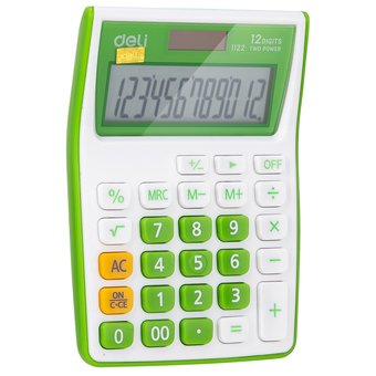  Калькулятор настольный Deli E1122/GRN зеленый 