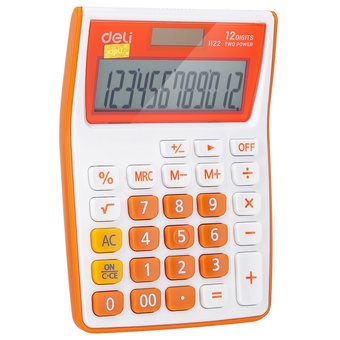  Калькулятор настольный Deli E1122/OR оранжевый 