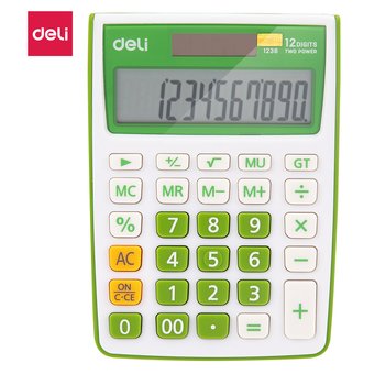 Калькулятор настольный Deli E1238/GRN зеленый 