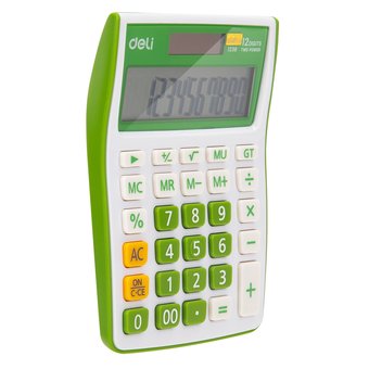  Калькулятор настольный Deli E1238/GRN зеленый 