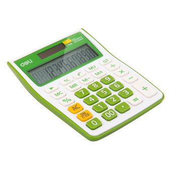  Калькулятор настольный Deli E1238/GRN зеленый 