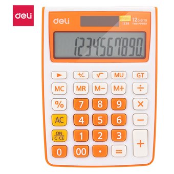  Калькулятор настольный Deli E1238/OR оранжевый 