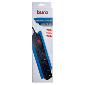  Сетевой фильтр Buro 600SH-16-5-B 5м (6 розеток) черный 