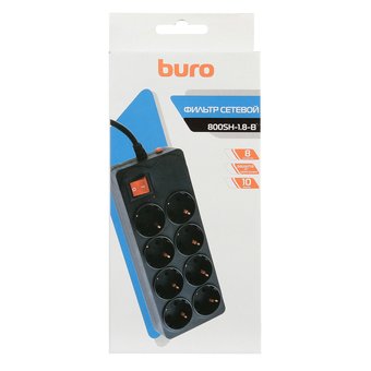  Сетевой фильтр Buro 800SH-1.8-B 1.8м (8 розеток) черный 