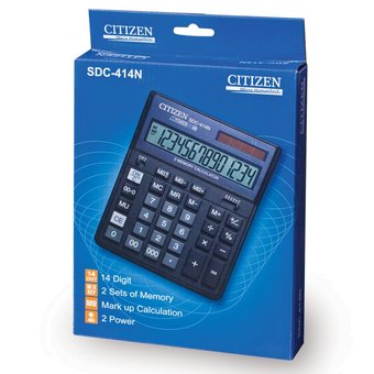  Калькулятор бухгалтерский Citizen SDC-414 N черный 