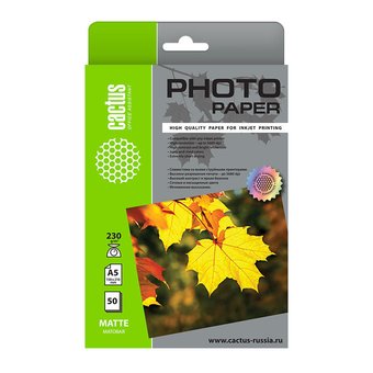  Фотобумага Cactus CS-MA523050 A5/230г/м2/50л/белый матовое для струйной печати 