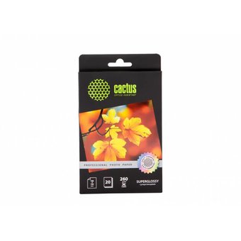  Фотобумага Cactus Prof CS-HGA626020 10x15/260г/м2/20л/белый глянцевое для струйной печати 