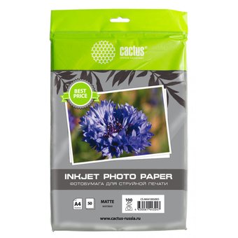  Фотобумага Cactus CS-MA410050ED A4/100г/м2/50л/белый матовое для струйной печати 