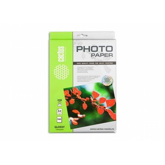  Фотобумага Cactus CS-GA4230100 A4/230г/м2/100л/белый глянцевое для струйной печати 