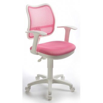  Кресло детское Бюрократ CH-W797/PK/TW-13A спинка сетка розовый сиденье розовый TW-13A колеса белый/розовый (пластик белый) 