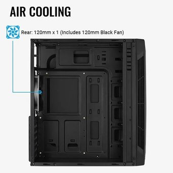  Корпус AeroCool Split Black, ATX, mATX, Mini-ITX, Midi-Tower, без БП, с окном, подсветка, 2xUSB 2.0, USB 3.0, Audio 