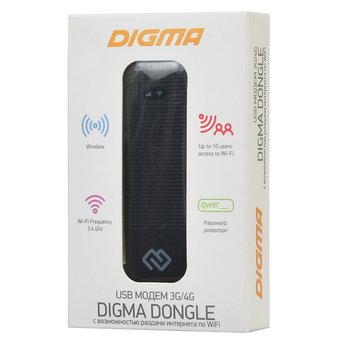  Модем 3G/4G Digma Dongle DW1961-BK черный 
