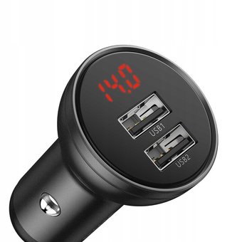  АЗУ Baseus Digital Display 2USB 4.8A Car Charger 24W Grey 