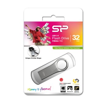  USB-флешка Silicon Power SP032GBUF2F80V1S 32Gb Firma F80, USB 2.0, Серебро, металл 