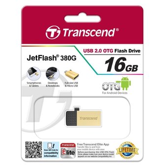  USB-флешка Transcend JetFlash 380 16GB USB 2.0, OTG, металл золото (TS16GJF380G) 