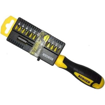  Набор отвертка с битами BERGER BG1072 на пластиковом держателе 13 предметов 