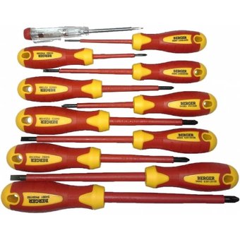 Набор отверток BERGER BG1066 диэлектрических до 1000V 11 предметов 
