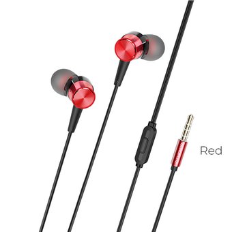  Наушники Borofone BM52 Revering wired earphones with microphone, red 