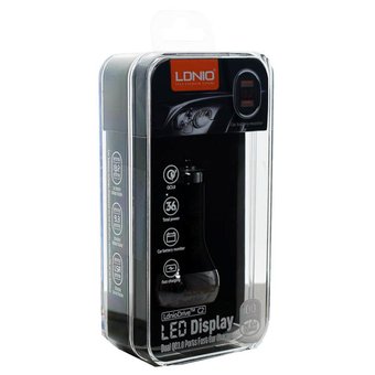  АЗУ LDNIO C2 с LED дисплеем + Кабель Micro 2 USB QC 3.0 Выход: 5V-9V-12V, 36W Black/Silver 