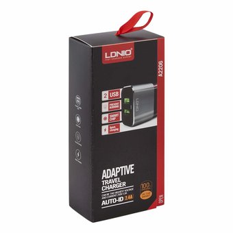  СЗУ LDNIO A2206 + Кабель Type-C 2 USB Auto-ID Выход:12W Black/Red 