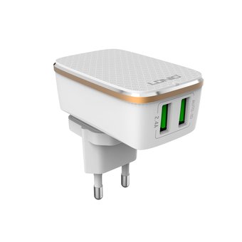  СЗУ LDNIO A2204 + Кабель Lighting 2 USB Auto-ID Выход:12W White/Gold 