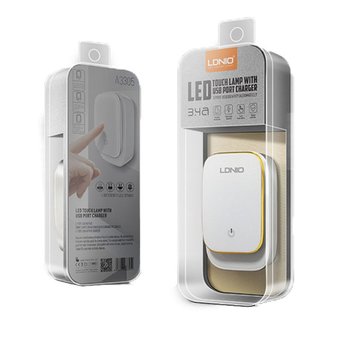  СЗУ LDNIO A3305 + Led светил. 2.4W + Кабель Type-C 3 USB Auto-ID Выход: 17W White/Gold 