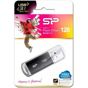  USB-флешка Silicon Power SP128GBUF3B02V1K Blaze B02 128Gb , USB 3.1, Черный 