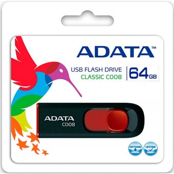  USB-флешка A-DATA AC008-64G-RKD 64GB Classic C008, USB 2.0, Черный 