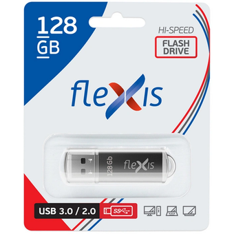  USB-флешка Flexis RB-108 3.0, 128 Гб, USB 3.1 gen.1, чёрный (FUB30128RBK-108) 