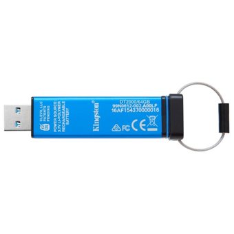  USB-флешка Kingston DataTraveler 2000, 64 Гб, USB 3.1 с алфавитно-цифровой клавиатурой (DT2000/64GB) 