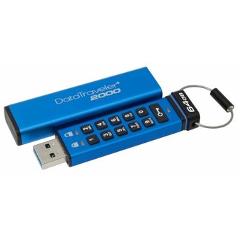  USB-флешка Kingston DataTraveler 2000, 64 Гб, USB 3.1 с алфавитно-цифровой клавиатурой (DT2000/64GB) 