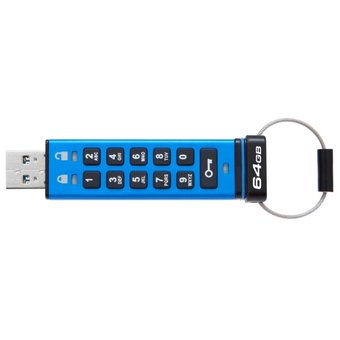 USB-флешка Kingston DataTraveler 2000, 64 Гб, USB 3.1 с алфавитно-цифровой клавиатурой (DT2000/64GB) 