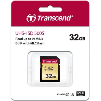  Карта памяти Transcend TS32GSDC500S SDHC 500S, 32GB UHS-I Class U1 