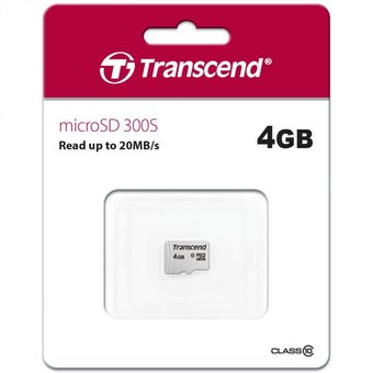  Карта памяти Transcend TS4GUSD300S micro SDHC 300S 4GB Class 10 без адаптера 