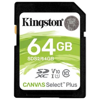  Карта памяти Kingston SDS2/64GB SDHC Canvas Select Plus 64GB UHS-I Class 10 U1 