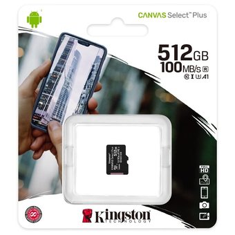  Карта памяти Kingston SDCS2/512GBSP microSDXC Canvas Select Plus 512GB UHS-I Class U3 V30 A1 без адаптера 