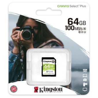  Карта памяти Kingston SDS2/64GB SDHC Canvas Select Plus 64GB UHS-I Class 10 U1 