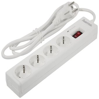  Сетевой удлинитель Hama H-121939 1.5м (4 розетки) белый (коробка) 